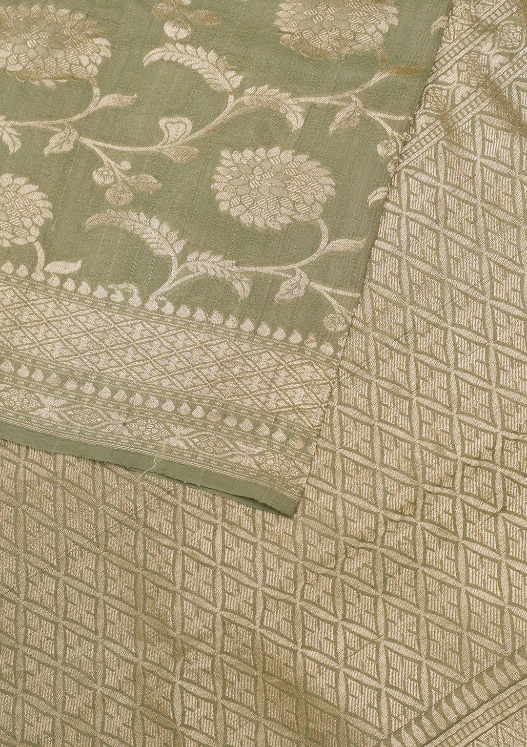 Pista Green Zariwork Pure Silk Saree