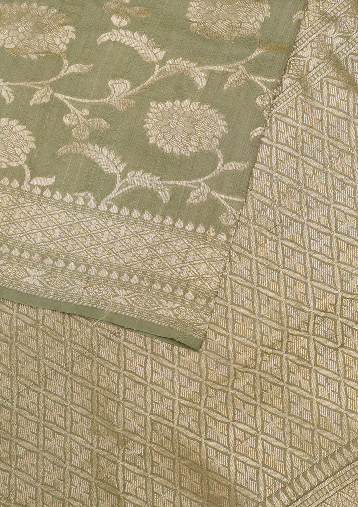 Pista Green Zariwork Pure Silk Saree