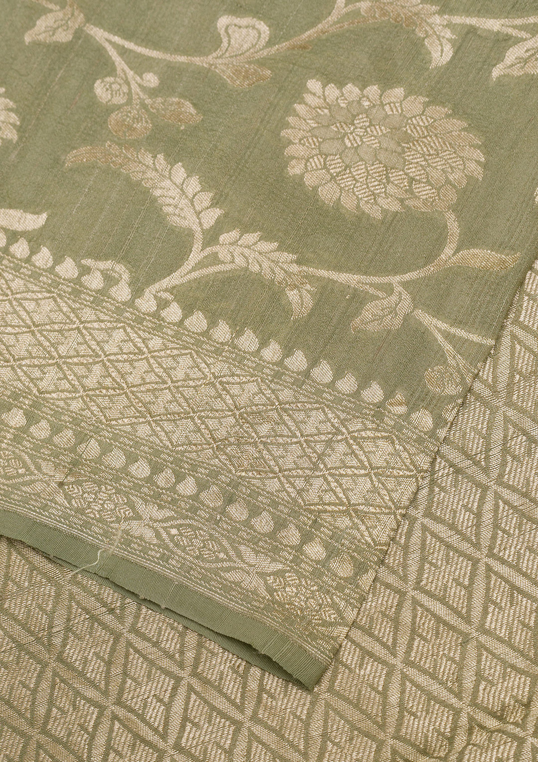 Pista Green Zariwork Pure Silk Saree