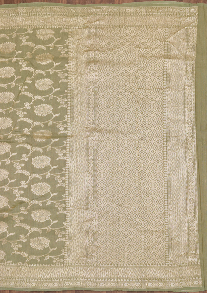 Pista Green Zariwork Pure Silk Saree