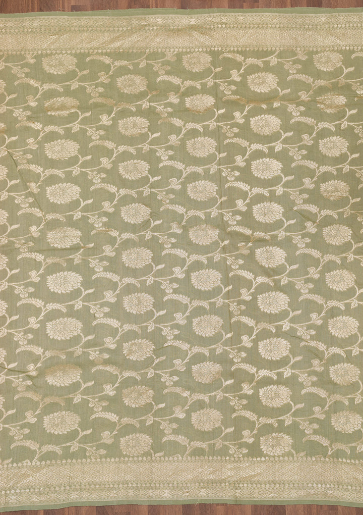 Pista Green Zariwork Pure Silk Saree