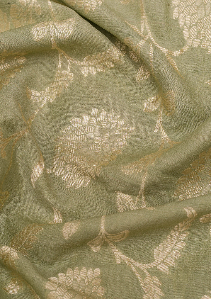 Pista Green Zariwork Pure Silk Saree