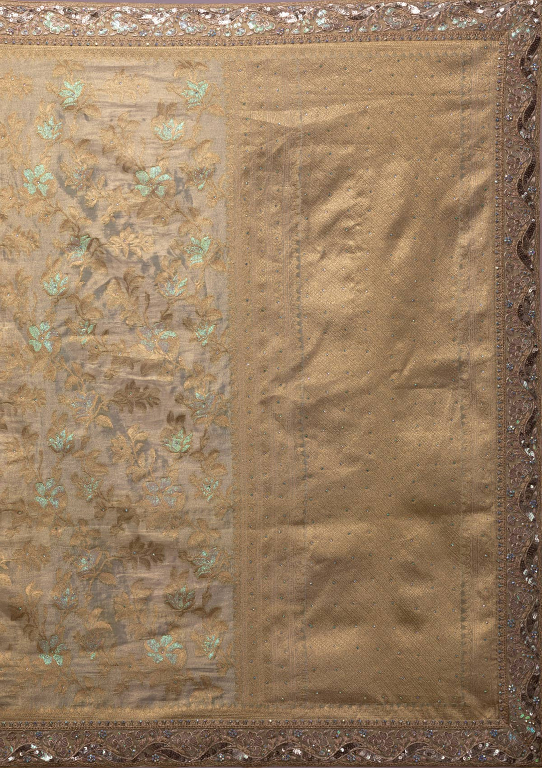 Pista Green Zariwork Brocade Saree