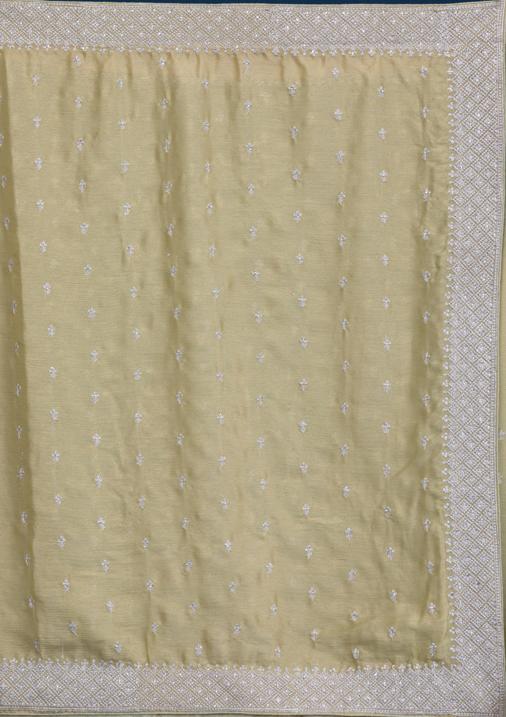Pista Green Zariwork Chiffon Saree