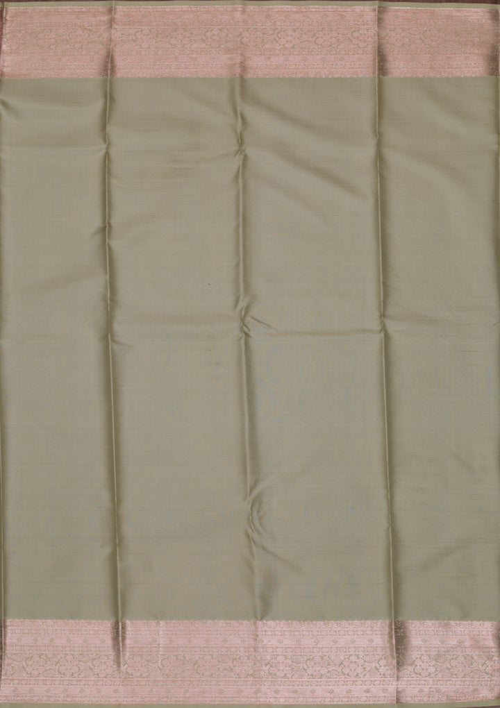 Pista Green Copper Zariwork Pure Silk Saree