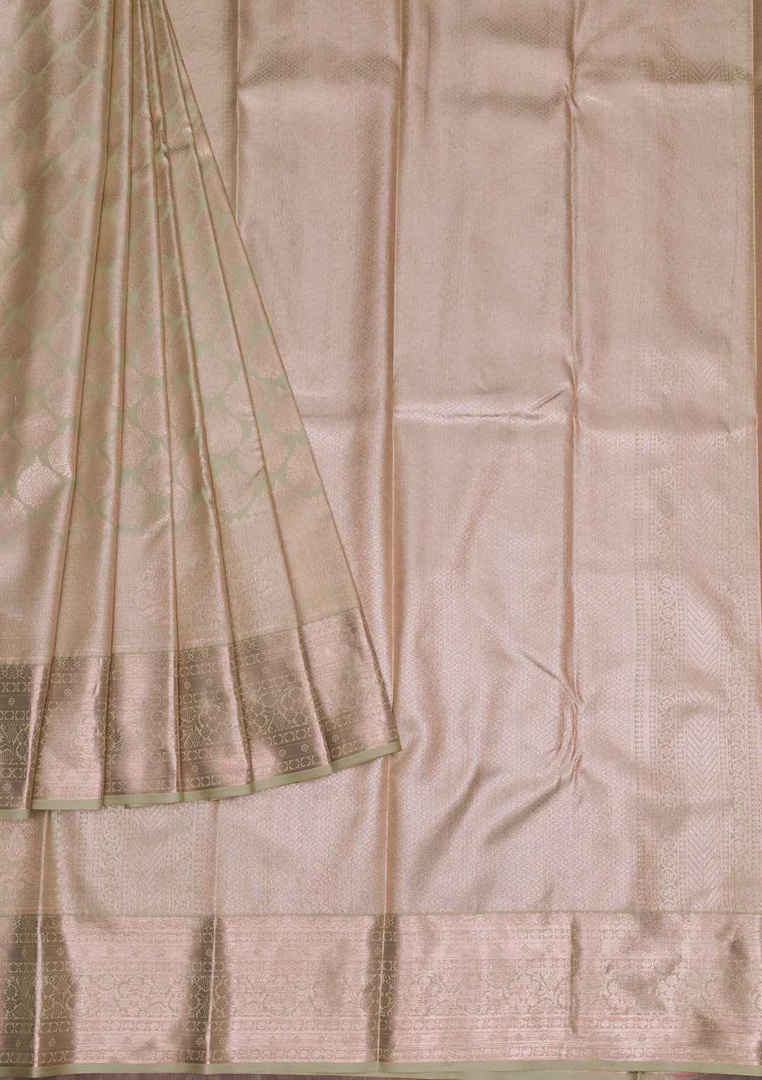 Pista Green Copper Zariwork Pure Silk Saree