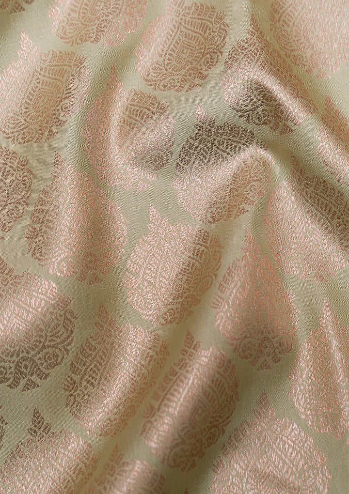 Pista Green Copper Zariwork Pure Silk Saree