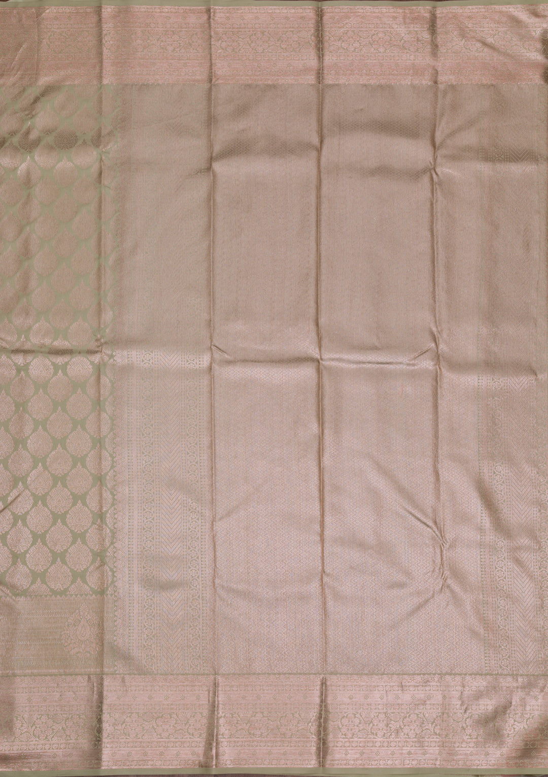 Pista Green Copper Zariwork Pure Silk Saree