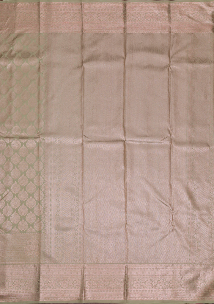 Pista Green Copper Zariwork Pure Silk Saree