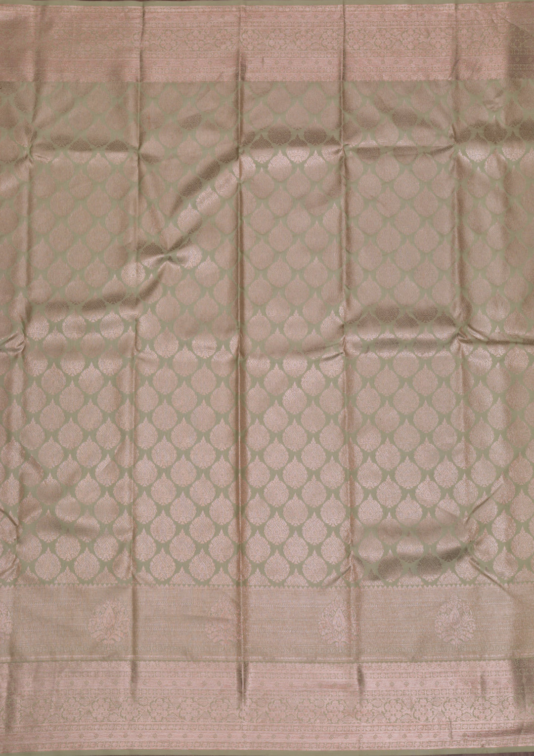 Pista Green Copper Zariwork Pure Silk Saree