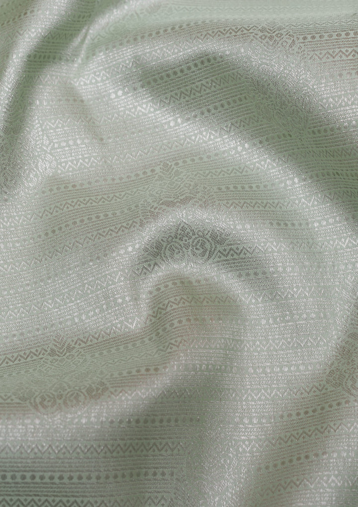 Pista Green Silver Zariwork Pure Silk Saree