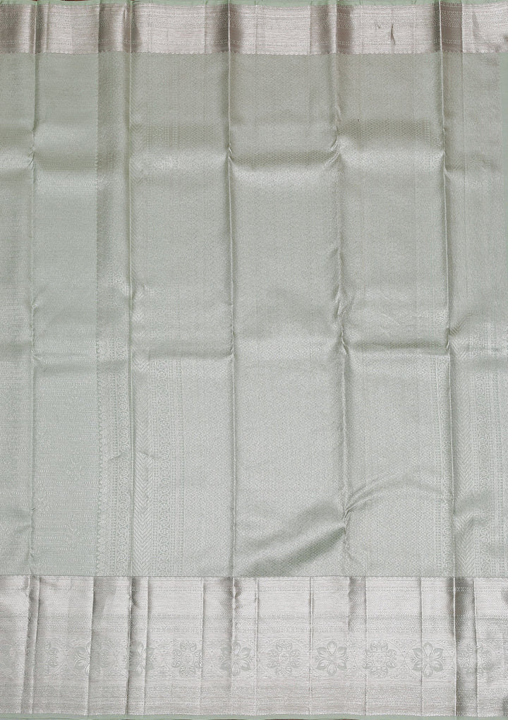 Pista Green Silver Zariwork Pure Silk Saree