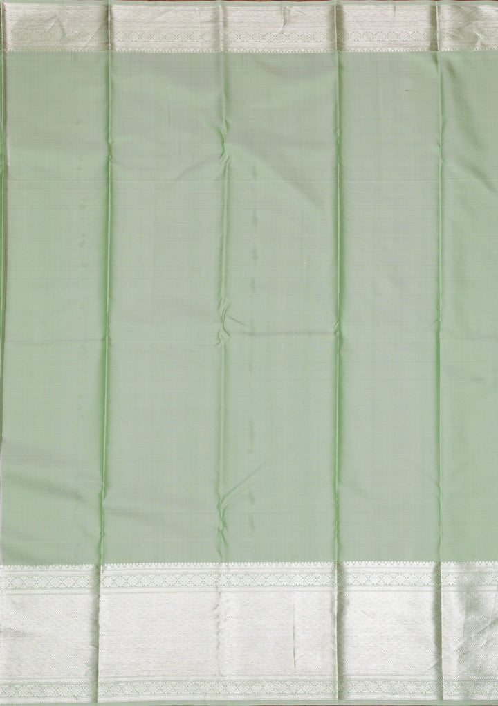 Pista Green Silver Zariwork Pure Silk Saree