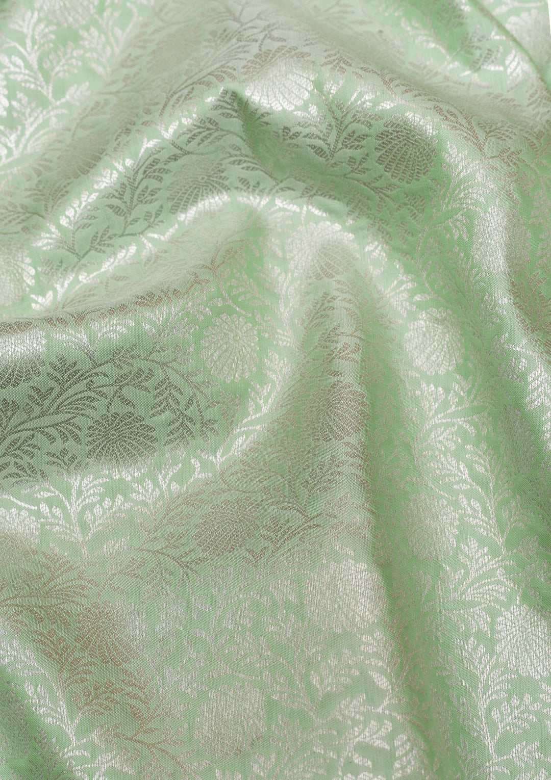 Pista Green Silver Zariwork Pure Silk Saree
