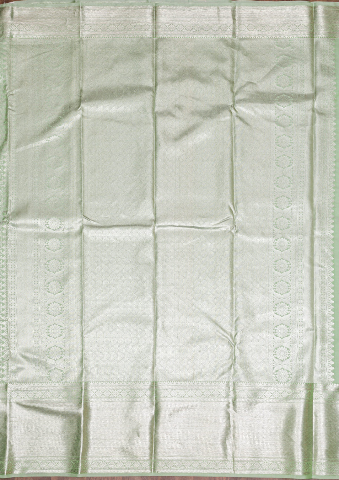 Pista Green Silver Zariwork Pure Silk Saree