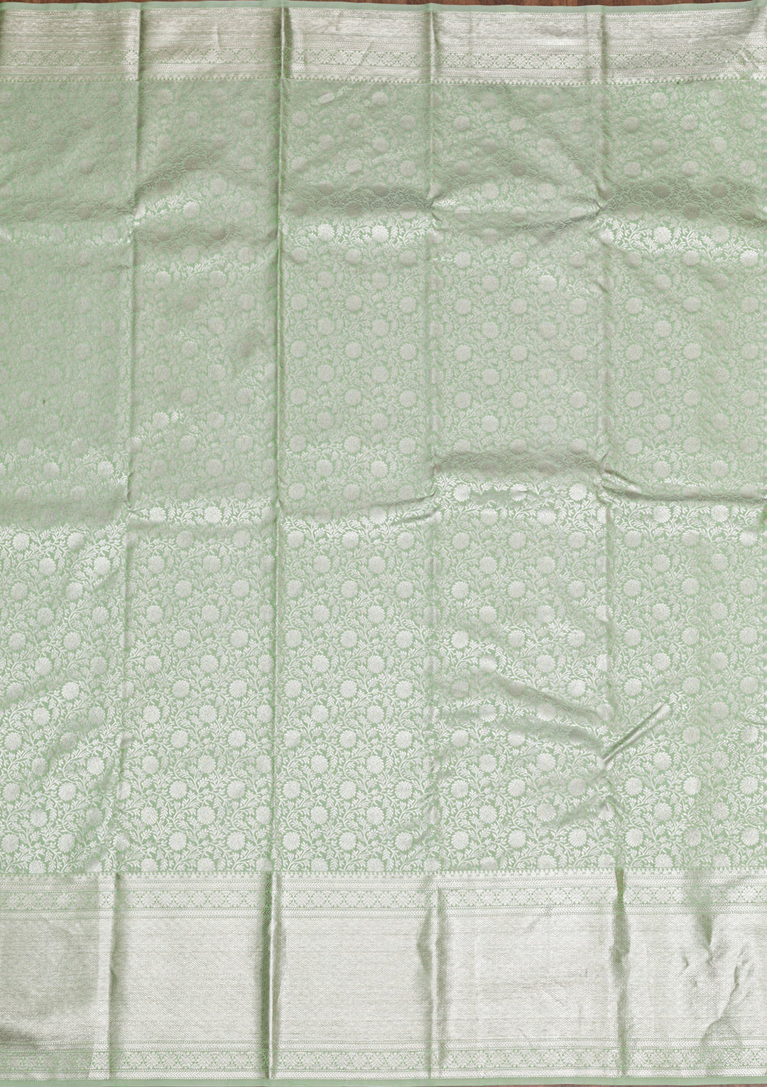 Pista Green Silver Zariwork Pure Silk Saree