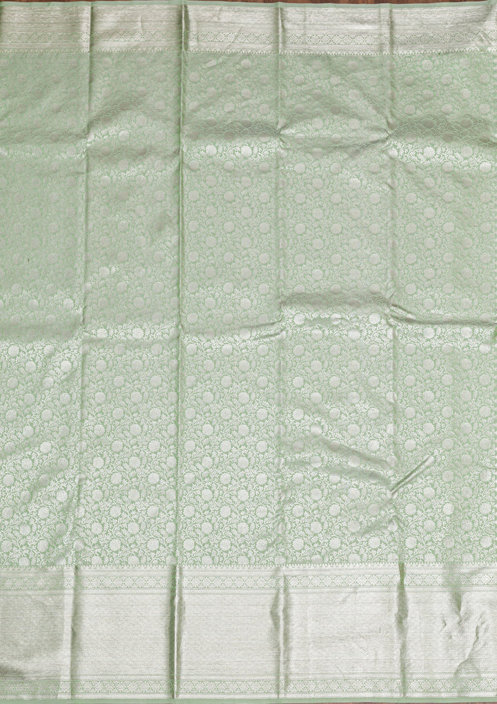 Pista Green Silver Zariwork Pure Silk Saree