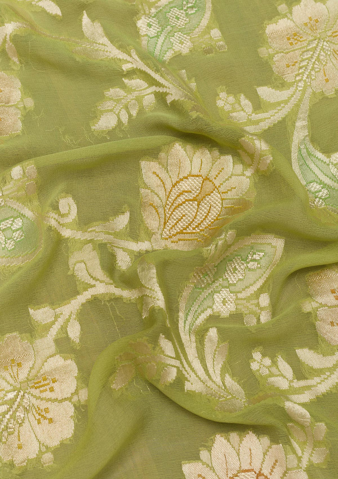 Pista Green Zariwork Banarasi Pure Silk Saree
