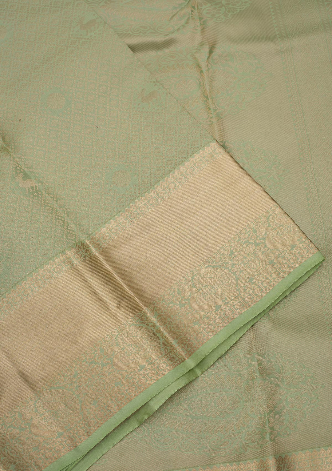 Pista Green Zariwork Pure Silk Saree