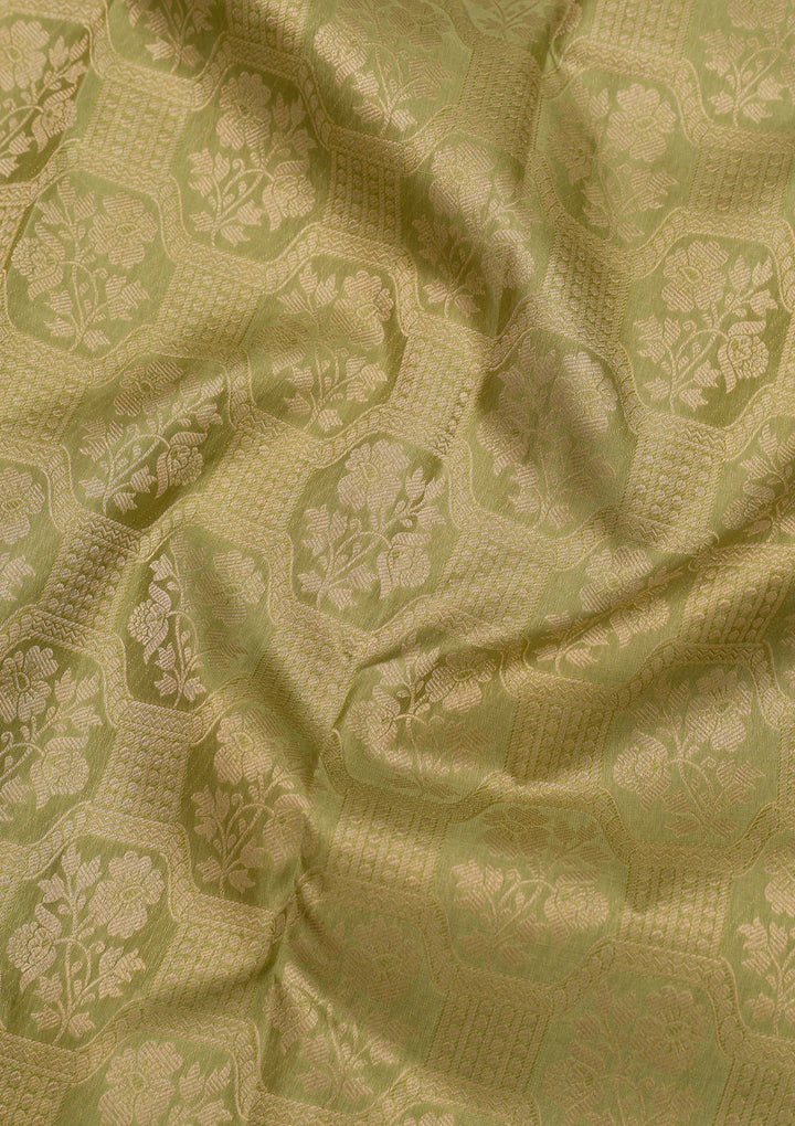 Pista Green Zariwork Pure Silk Saree