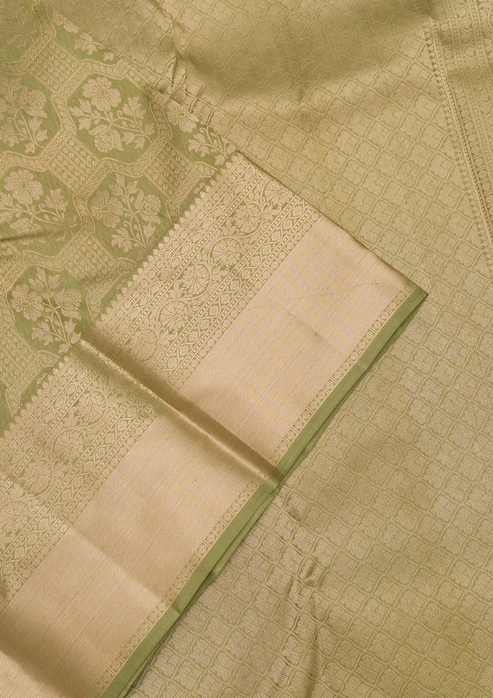 Pista Green Zariwork Pure Silk Saree