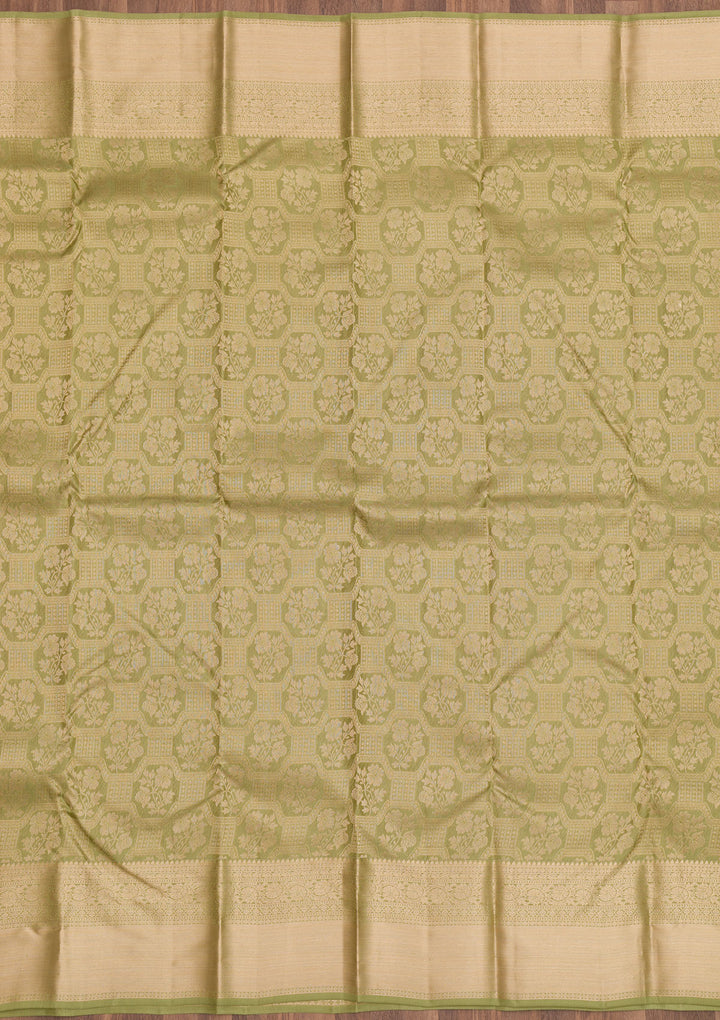 Pista Green Zariwork Pure Silk Saree