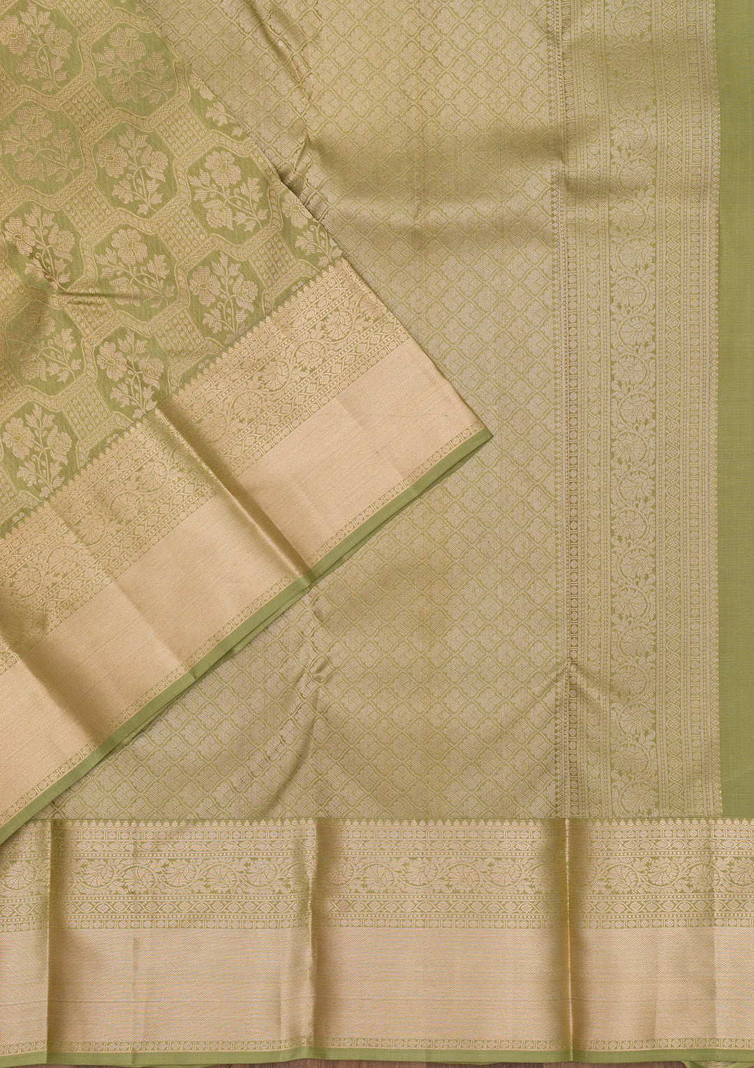 Pista Green Zariwork Pure Silk Saree