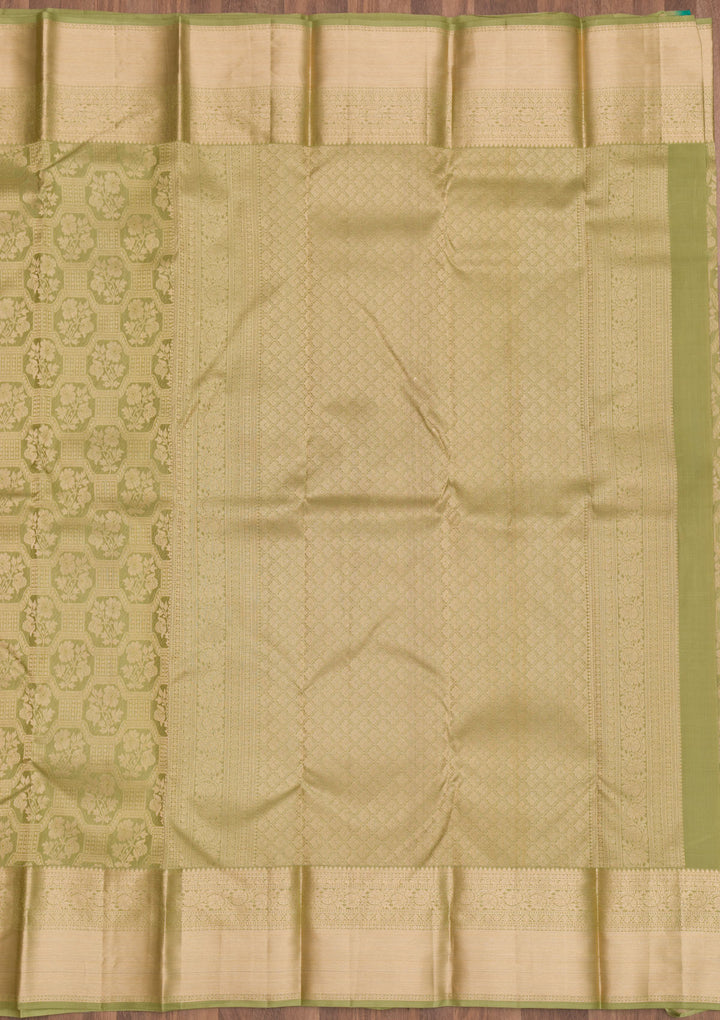 Pista Green Zariwork Pure Silk Saree