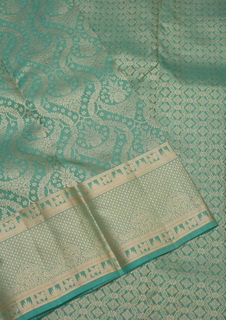Pista Green Zariwork Pure Silk Saree