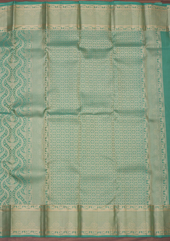 Pista Green Zariwork Pure Silk Saree