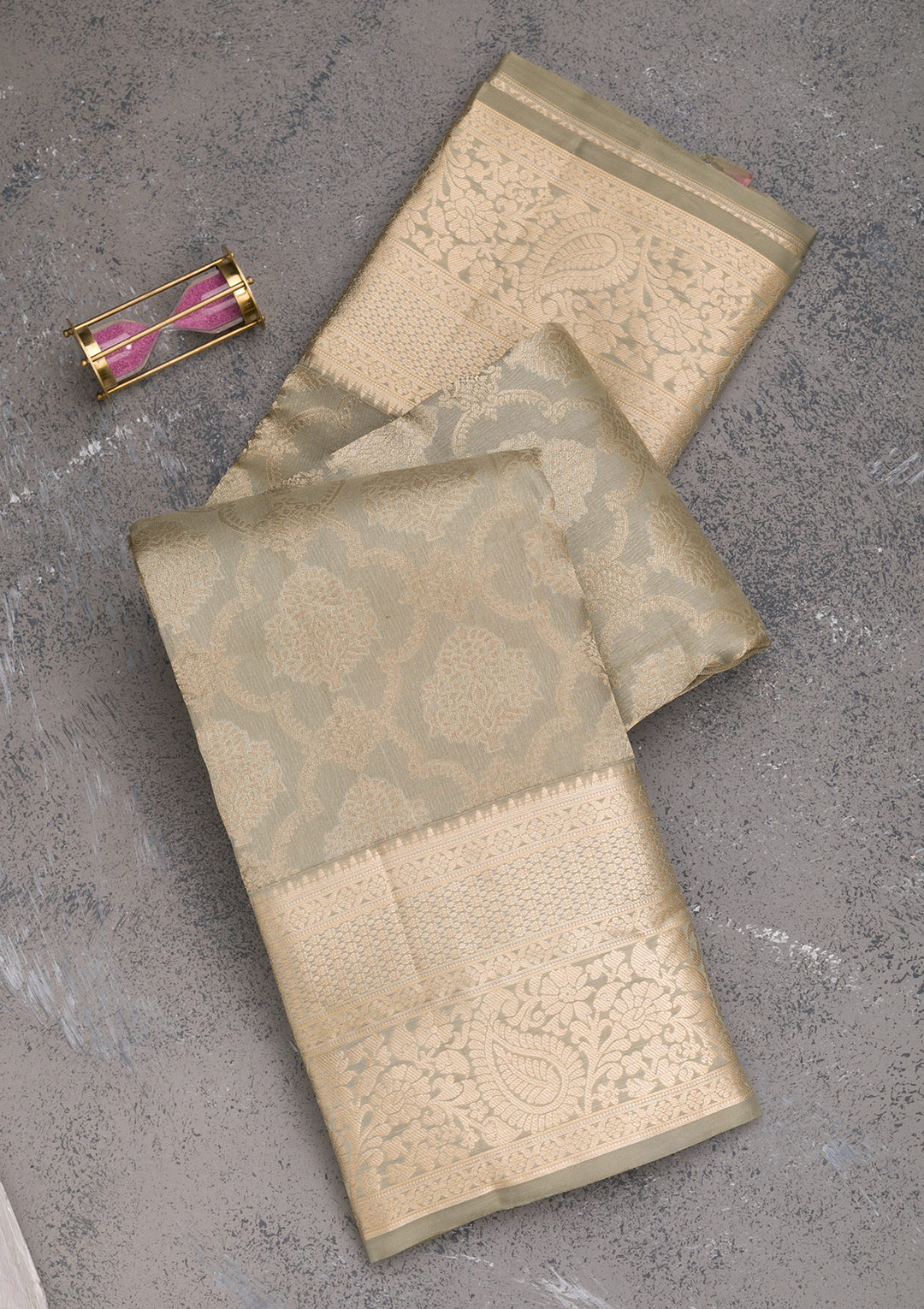 Pista Green Zariwork Pure Silk Saree-Koskii