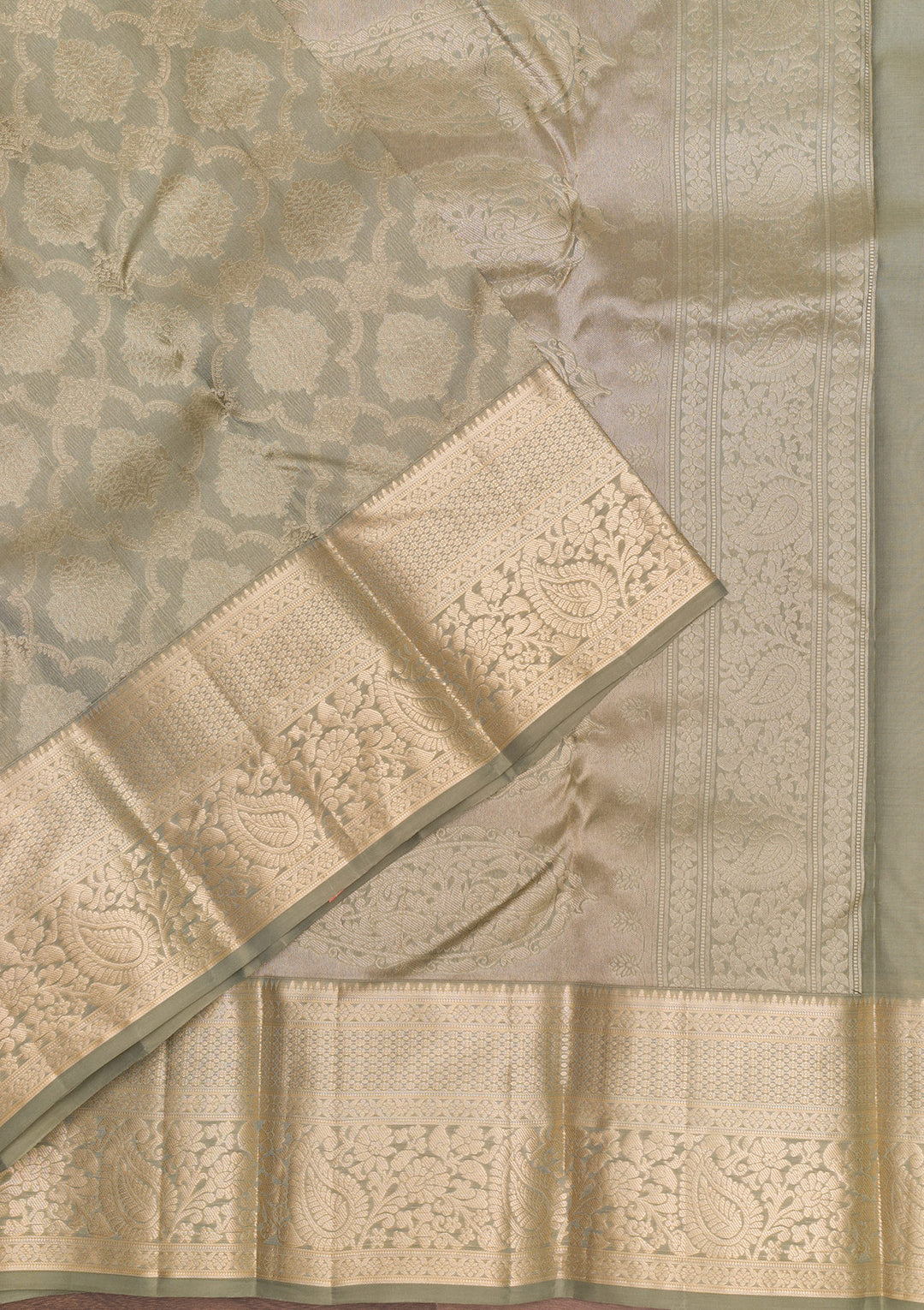 Pista Green Zariwork Pure Silk Saree-Koskii