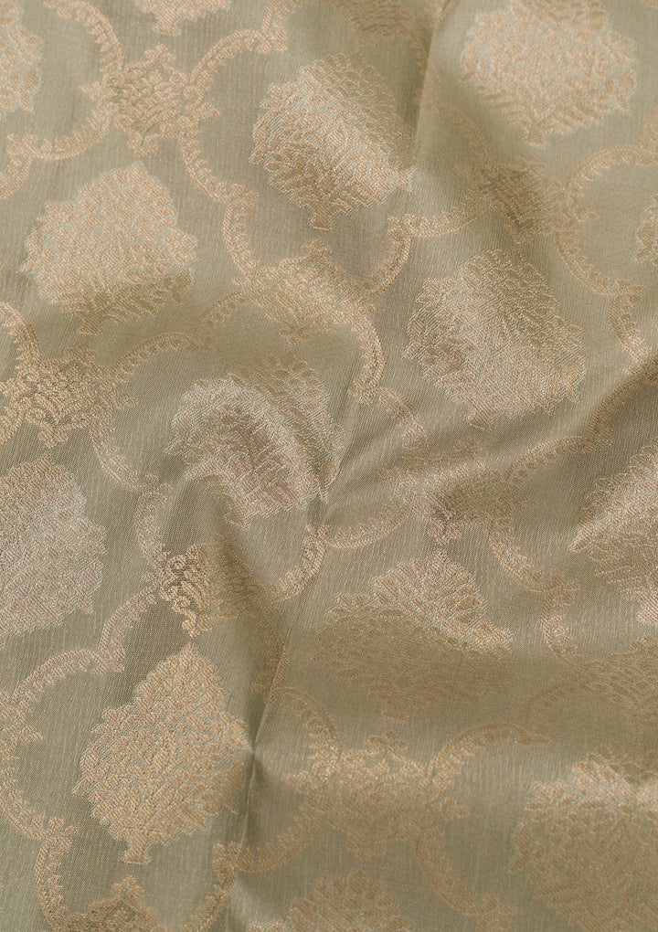 Pista Green Zariwork Pure Silk Saree-Koskii