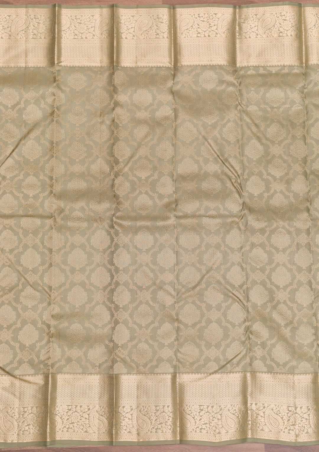 Pista Green Zariwork Pure Silk Saree-Koskii