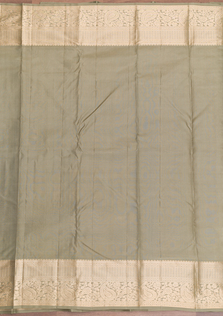 Pista Green Zariwork Pure Silk Saree-Koskii