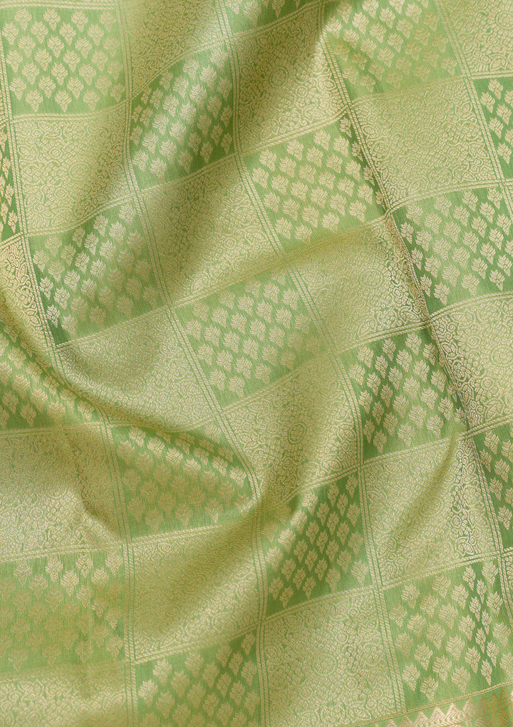 Pista Green Zariwork Kanjivaram Pure Silk Saree