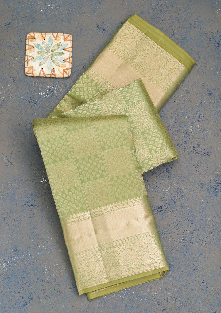 Pista Green Zariwork Kanjivaram Pure Silk Saree