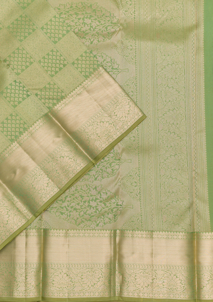 Pista Green Zariwork Kanjivaram Pure Silk Saree
