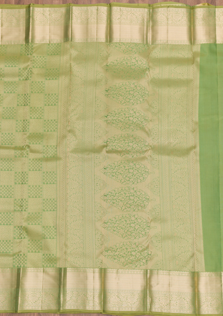 Pista Green Zariwork Kanjivaram Pure Silk Saree