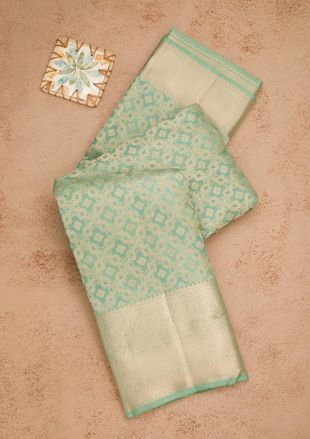 Pista Green Zariwork Pure Silk Saree
