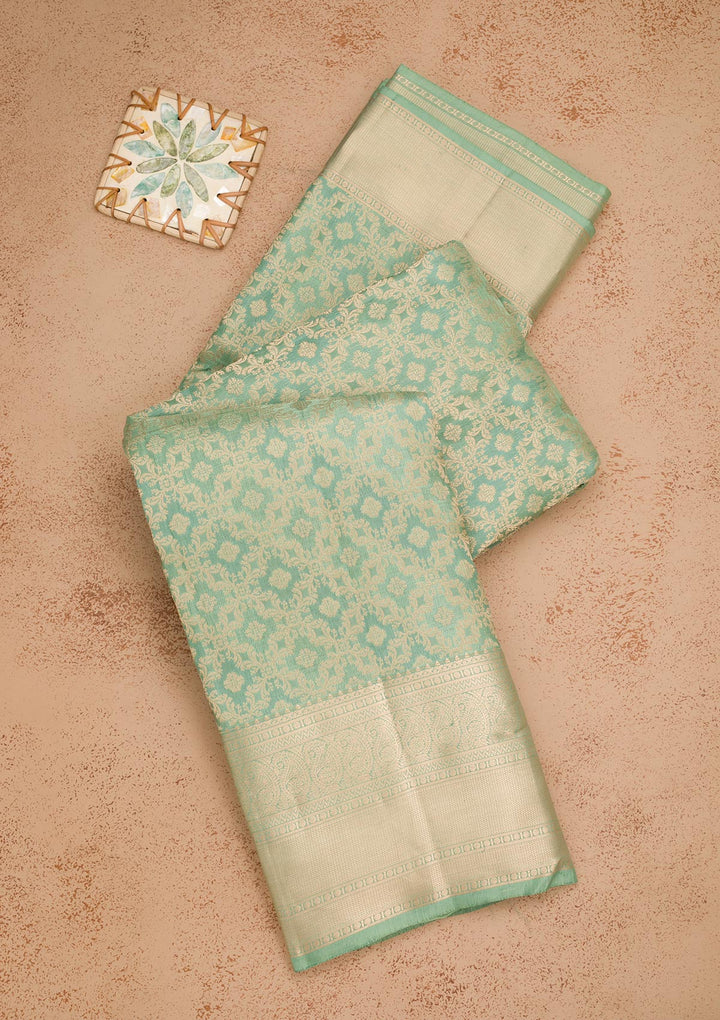 Pista Green Zariwork Pure Silk Saree