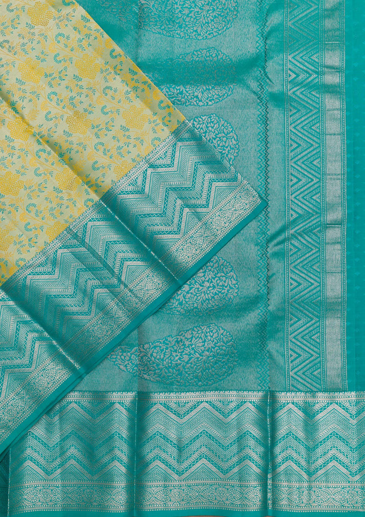 Pista Green Zariwork Pure Silk Saree-Koskii
