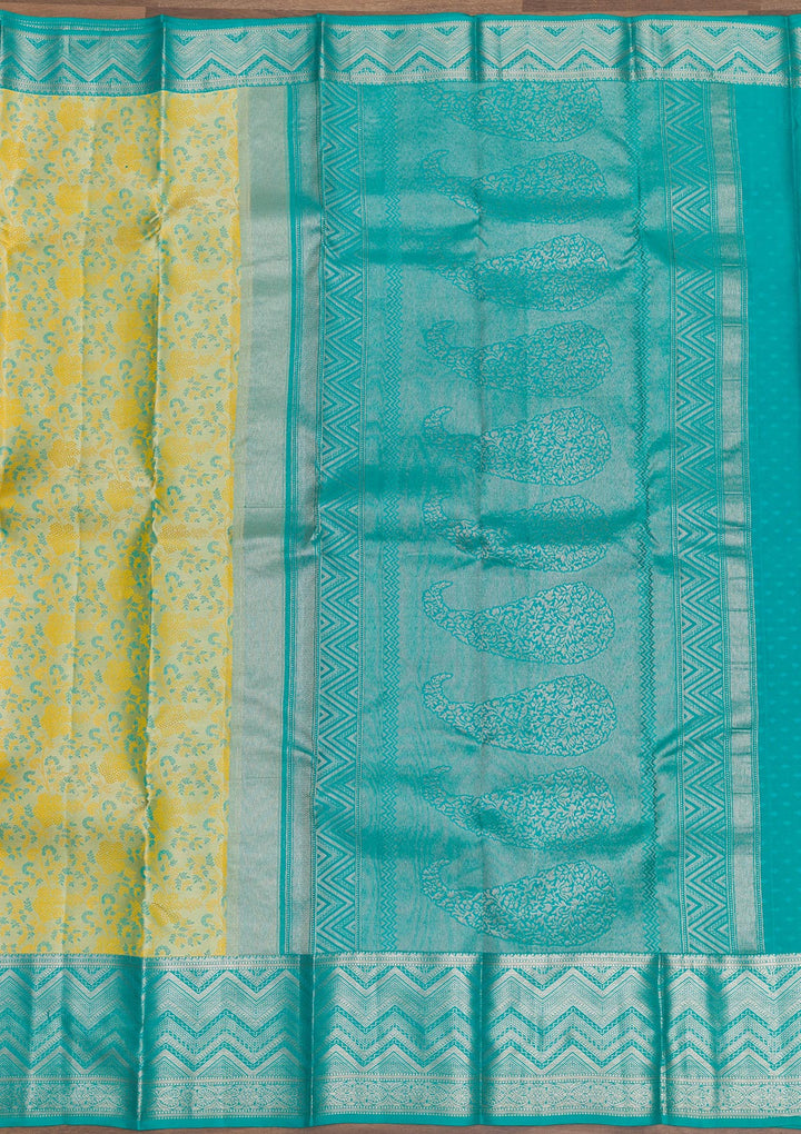 Pista Green Zariwork Pure Silk Saree-Koskii