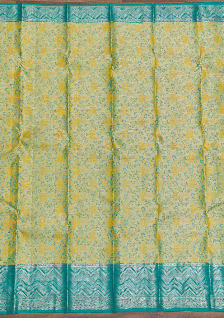 Pista Green Zariwork Pure Silk Saree-Koskii