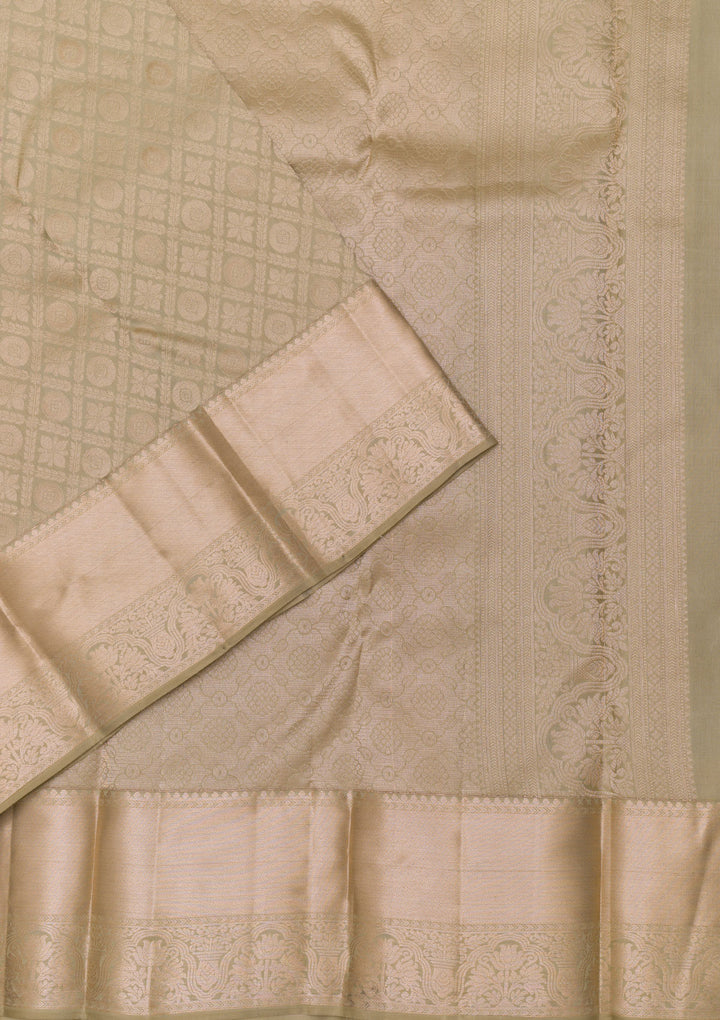 Pista Green Zariwork Kanjivaram Pure Silk Saree
