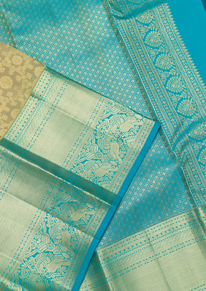 Pista Green Zariwork Kanjivaram Pure Silk Saree