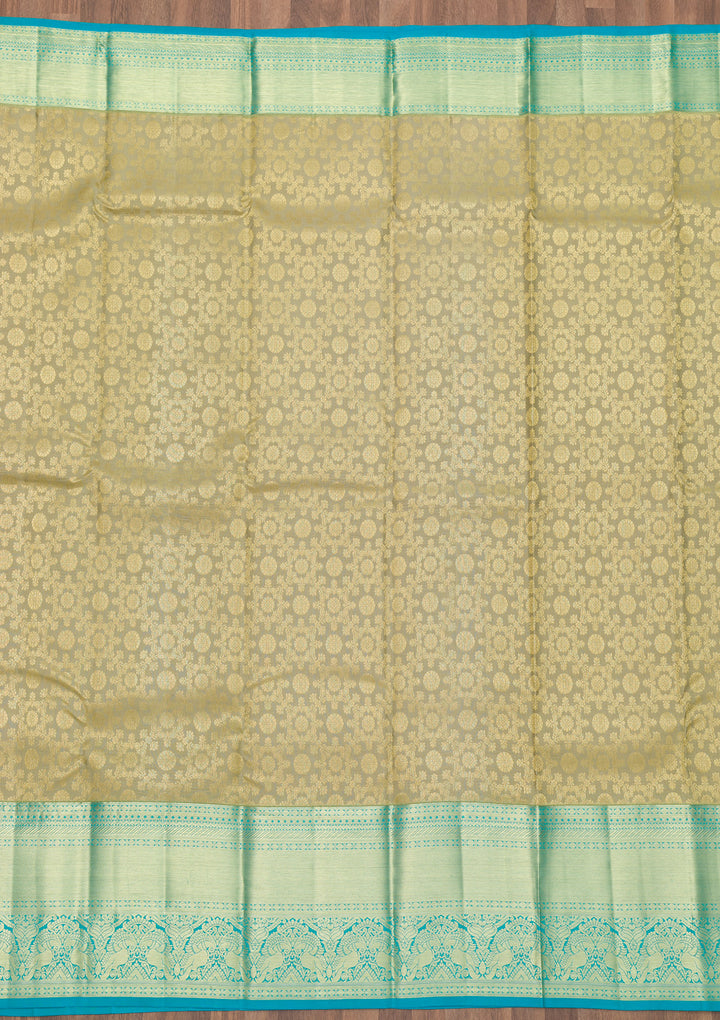 Pista Green Zariwork Kanjivaram Pure Silk Saree