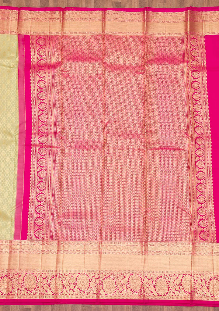 Pista Green Zariwork Kanjivaram Pure Silk Saree