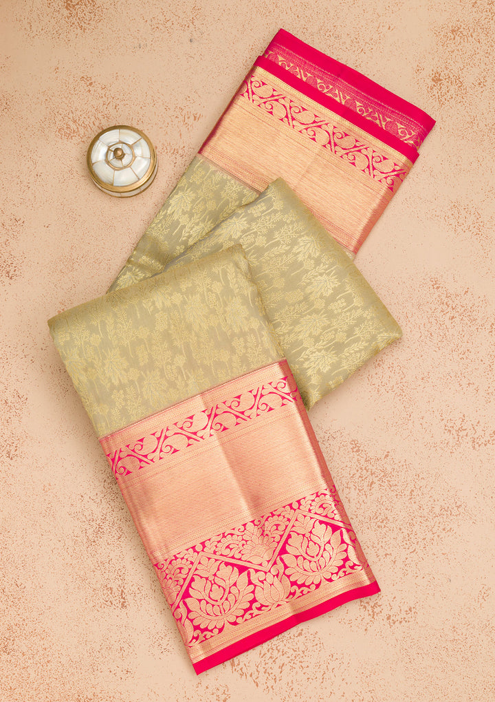 Pista Green Zariwork Kanjivaram Pure Silk Saree