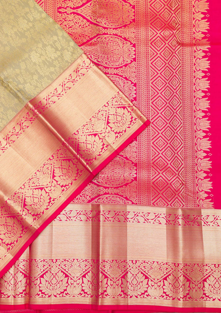 Pista Green Zariwork Kanjivaram Pure Silk Saree